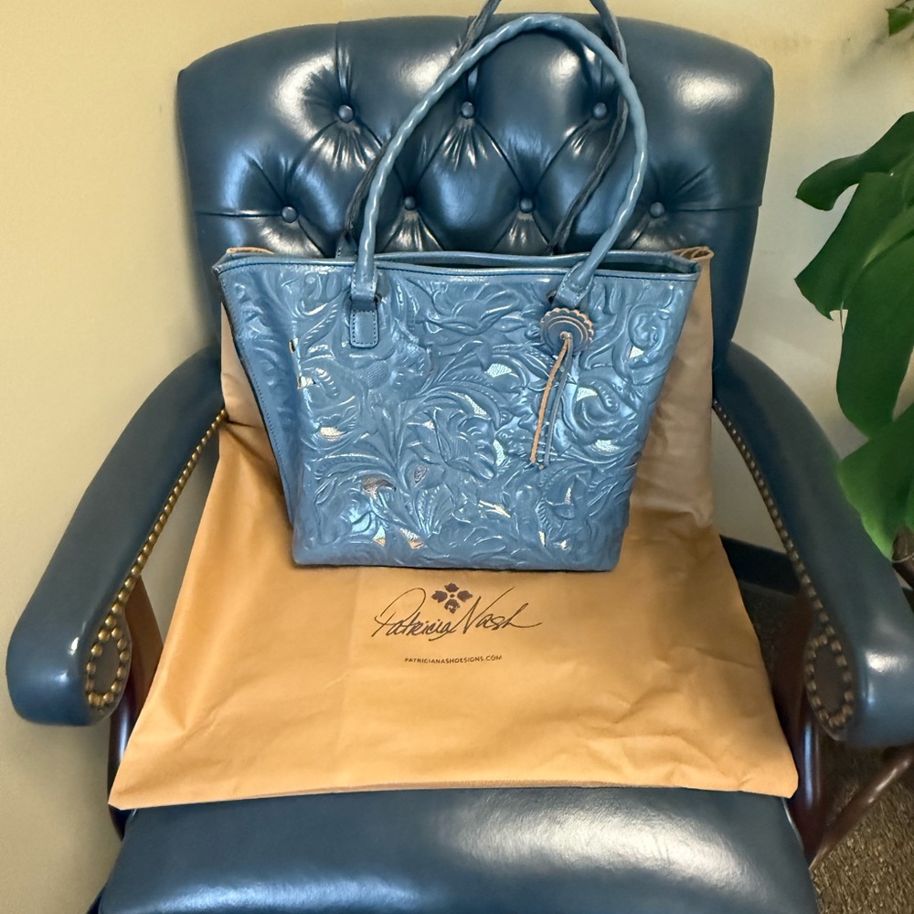 Patricia Nash Blue Embossed Tote Bag